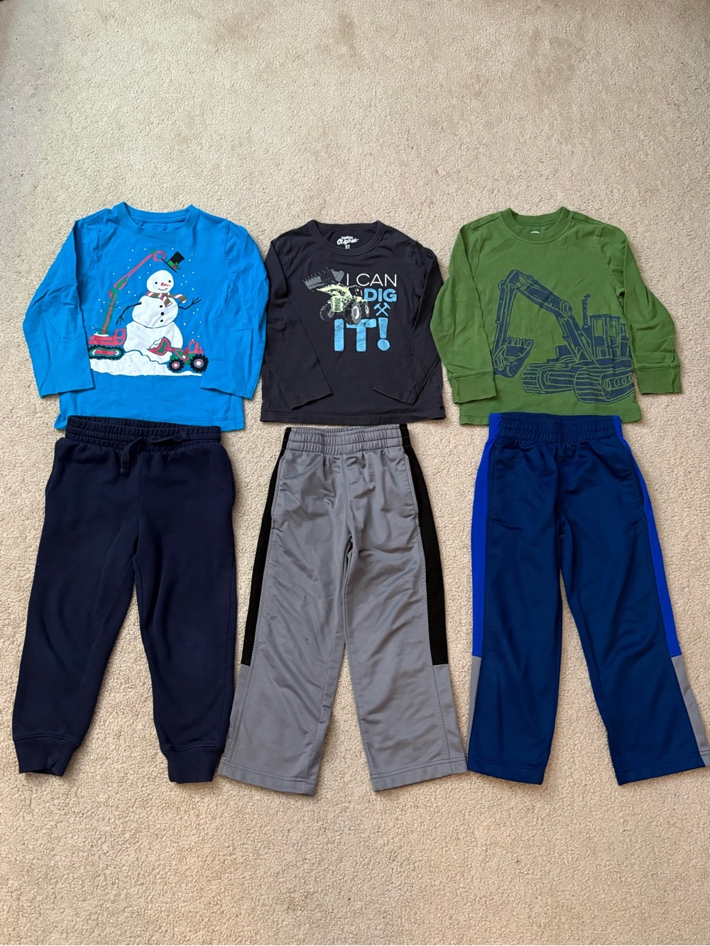 3 sets of mix and match outfits for boys, size 5T